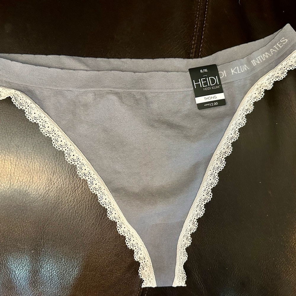 Heidi Klum Intimates Gray Thong with White Lace